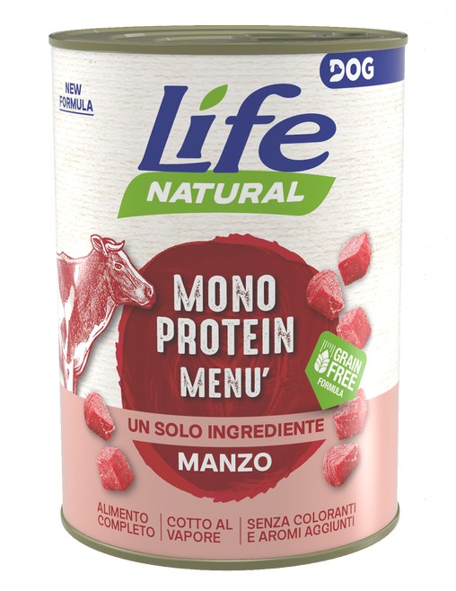 LIFEPETCARE LIFE CANE NATURAL MONOPROTEICO MANZO 400GR (lattina)