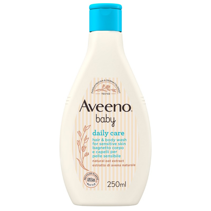 Aveeno Baby Daily Care Bagnetto Corpo e Capelli 250 ml, Shampoo e bagnoschiuma bambini delicato 2in1