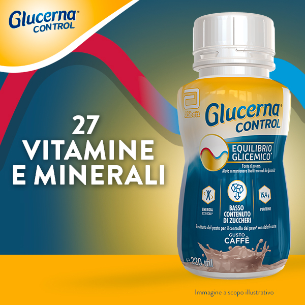 Glucerna Control, equilibrio glicemico, pasto sostitutivo per il controllo del peso, drink gusto caffè - 4x200ml
