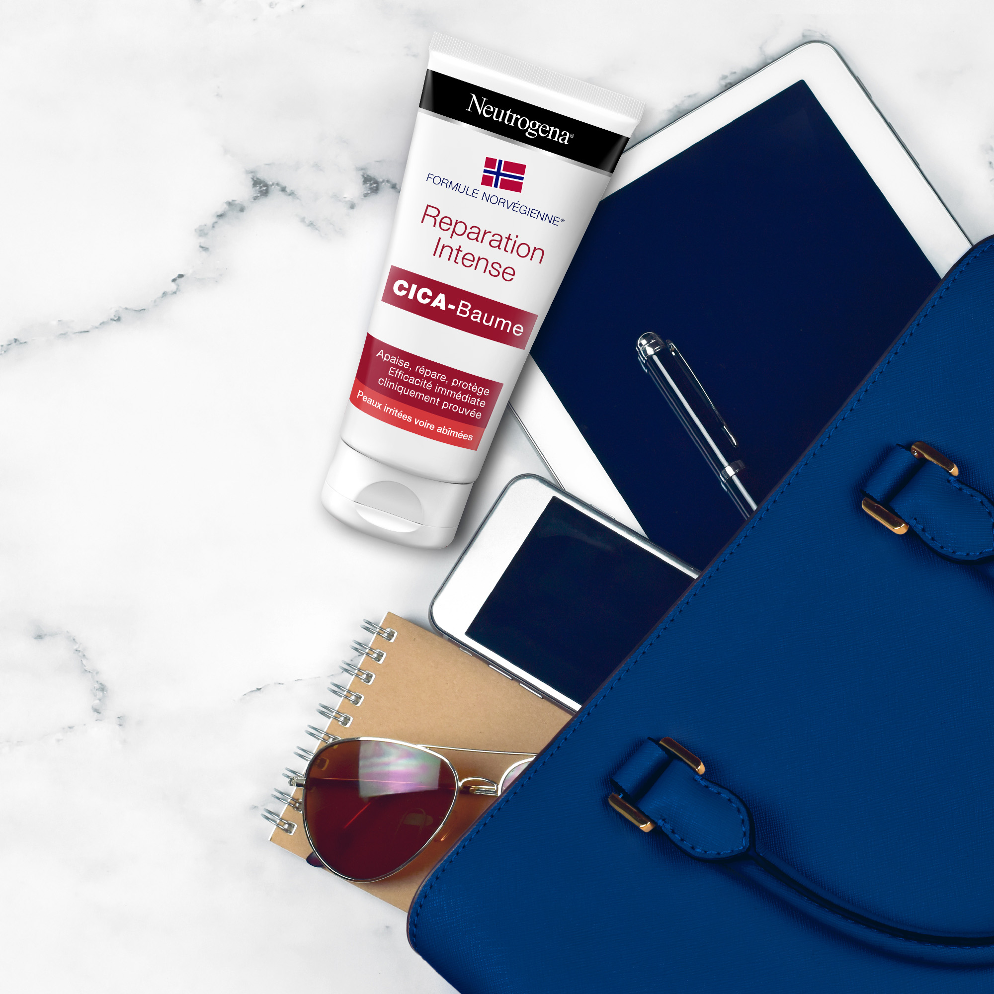 Neutrogena - Formula Norvegese Balsamo CICA Riparazione Intensa, Crema Corpo Viso e Mani,  Formula con Glicerina, Pelle Molto Secche, 100 ml