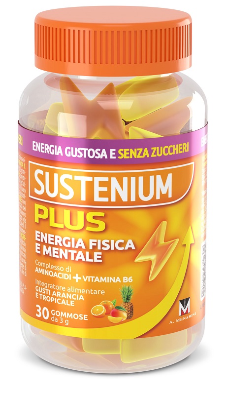 Sustenium Plus 30 Gommose Gusto Arancia E Tropicale - Integratore Per L'Energia Fisica E Mentale