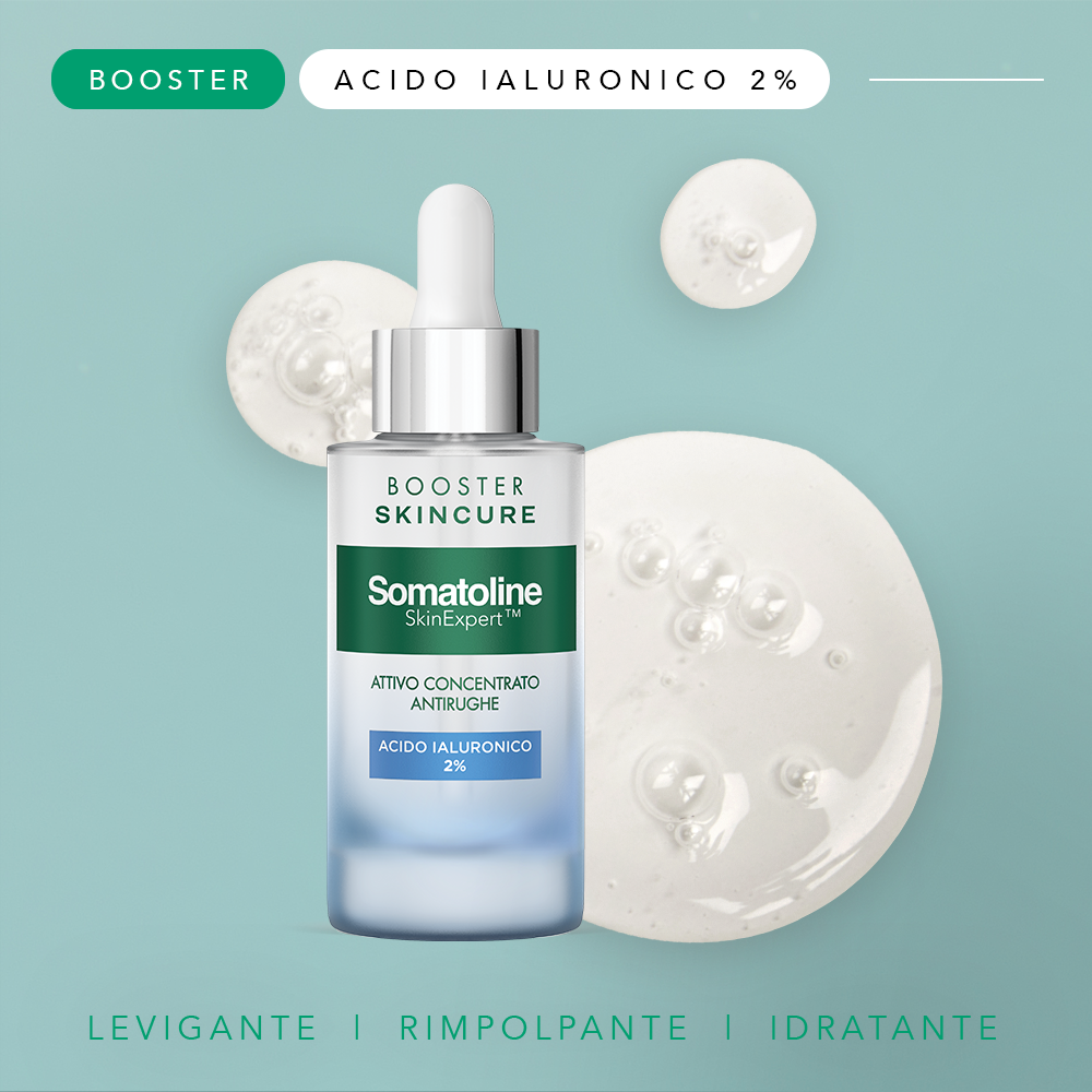 Somatoline SkinExpert, Skincure Booster Antirughe Acido Ialuronico 2%, Siero Viso   Anti-età,  Acido Ialuronico   30ml