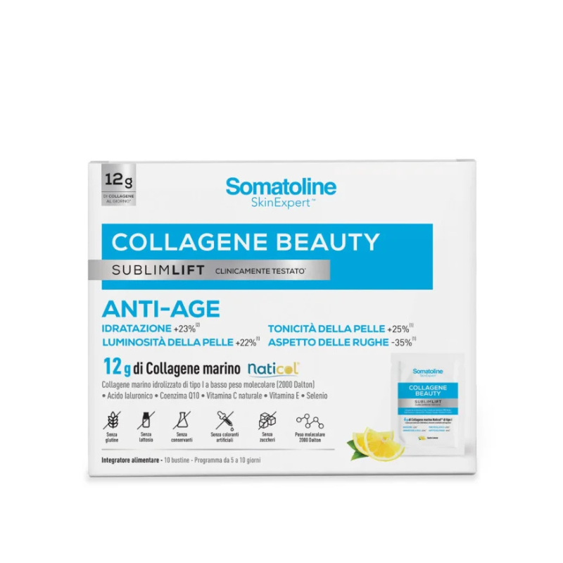 Somatoline SkinExpert Collagene Beauty Sublimlift 10 Bustine Gusto Limone - Integratore Per La Pelle