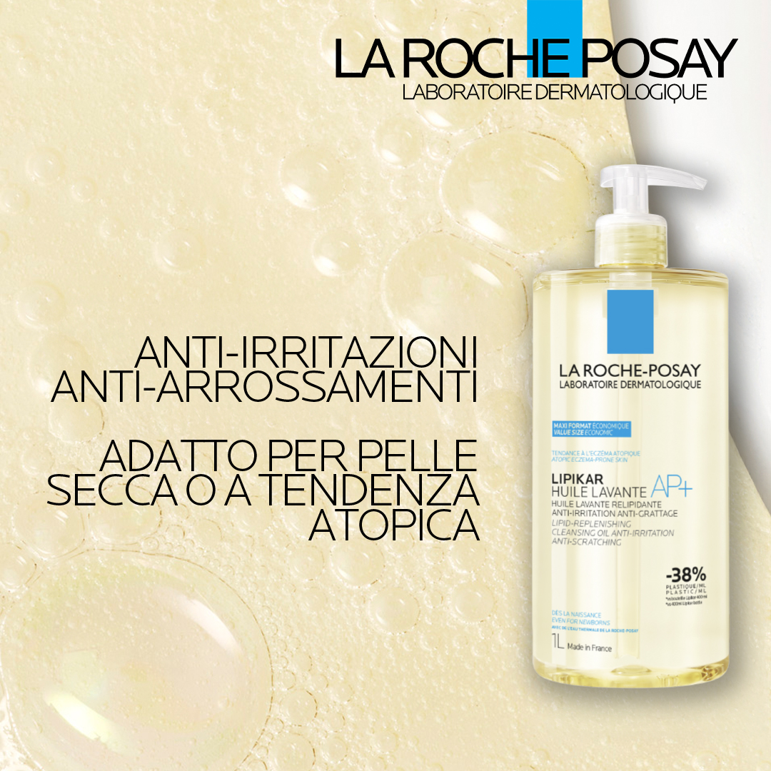 La Roche-Posay Lipikar - Huile Lavante AP+ Olio Lavante Relipidante Anti-Arrossamenti E Anti-Prurito 1 Litro