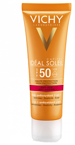 Vichy Idéal Soleil Crema Solare Antietà 3in1 SPF 50 - Protezione antiossidante viso - 50 ml