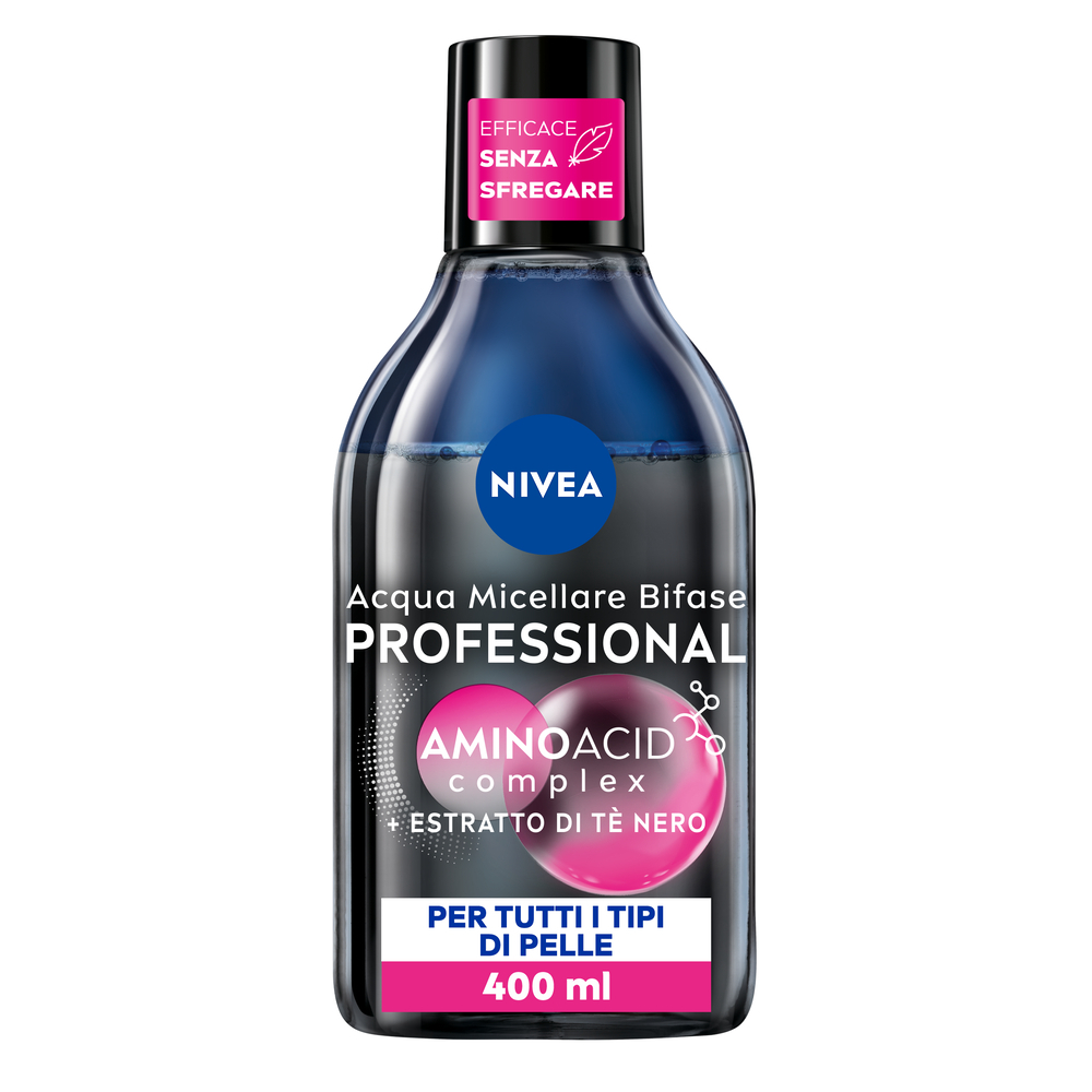 Nivea Micellair Professional Acqua Micellare Bifase 400ml, Detergente viso e occhi struccante bifase
