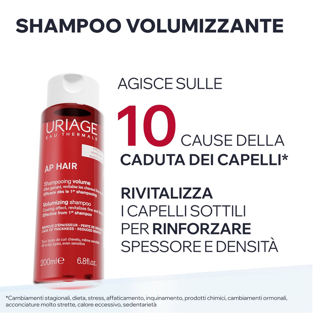 Uriage AP Hair - Shampoo Volumizzante Fortificante Per Capelli Fini E Diradati 200 ml