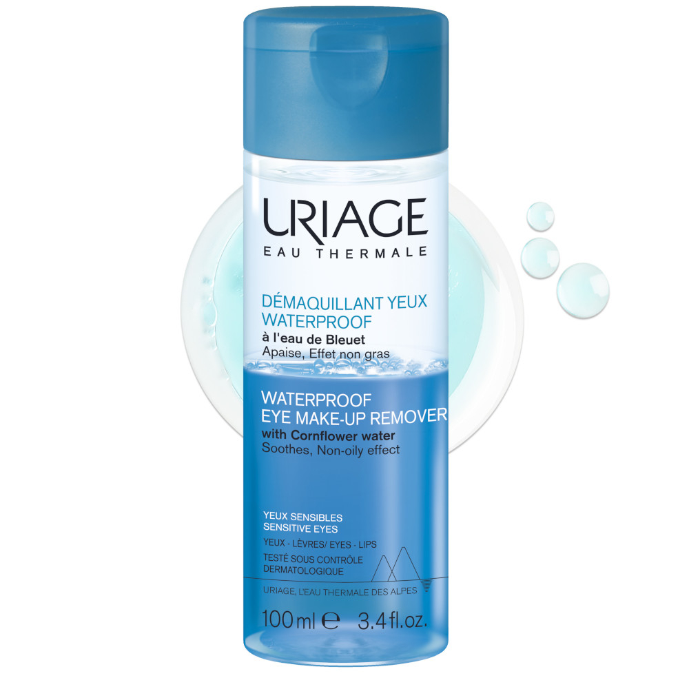 URIAGE DEMAQUILLANT STRUCCANTE OCCHI WATERPROOF per rimuove delicatamente il trucco anche resistente all'acqua lasciando la pelle morbida e non appiccicosa 100 ML