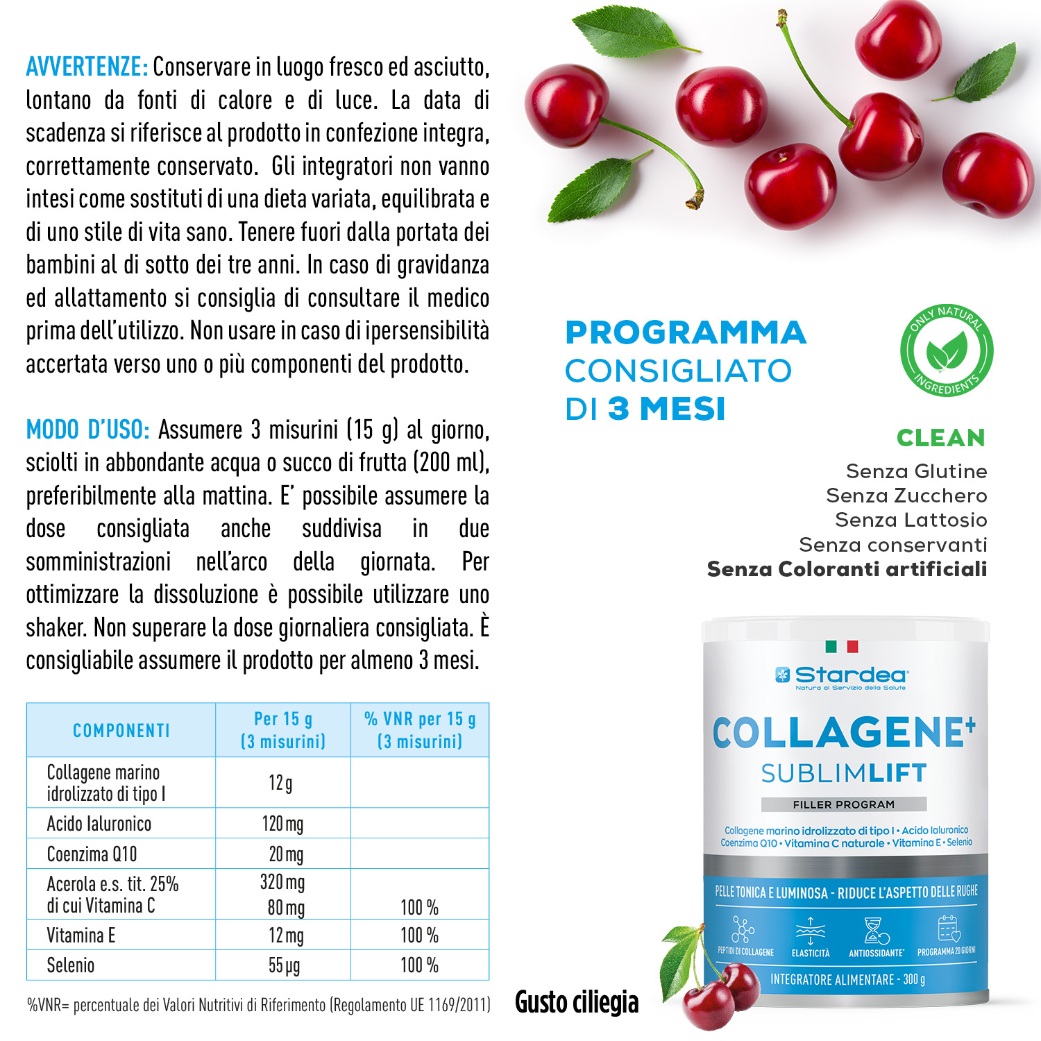 STARDEA COLLAGENE + SUBLIMLIFT POLVERE - Integratore in polvere a base di collagene marino di tipo 1 per la Bellezza della pelle - POLVERE 300 GR