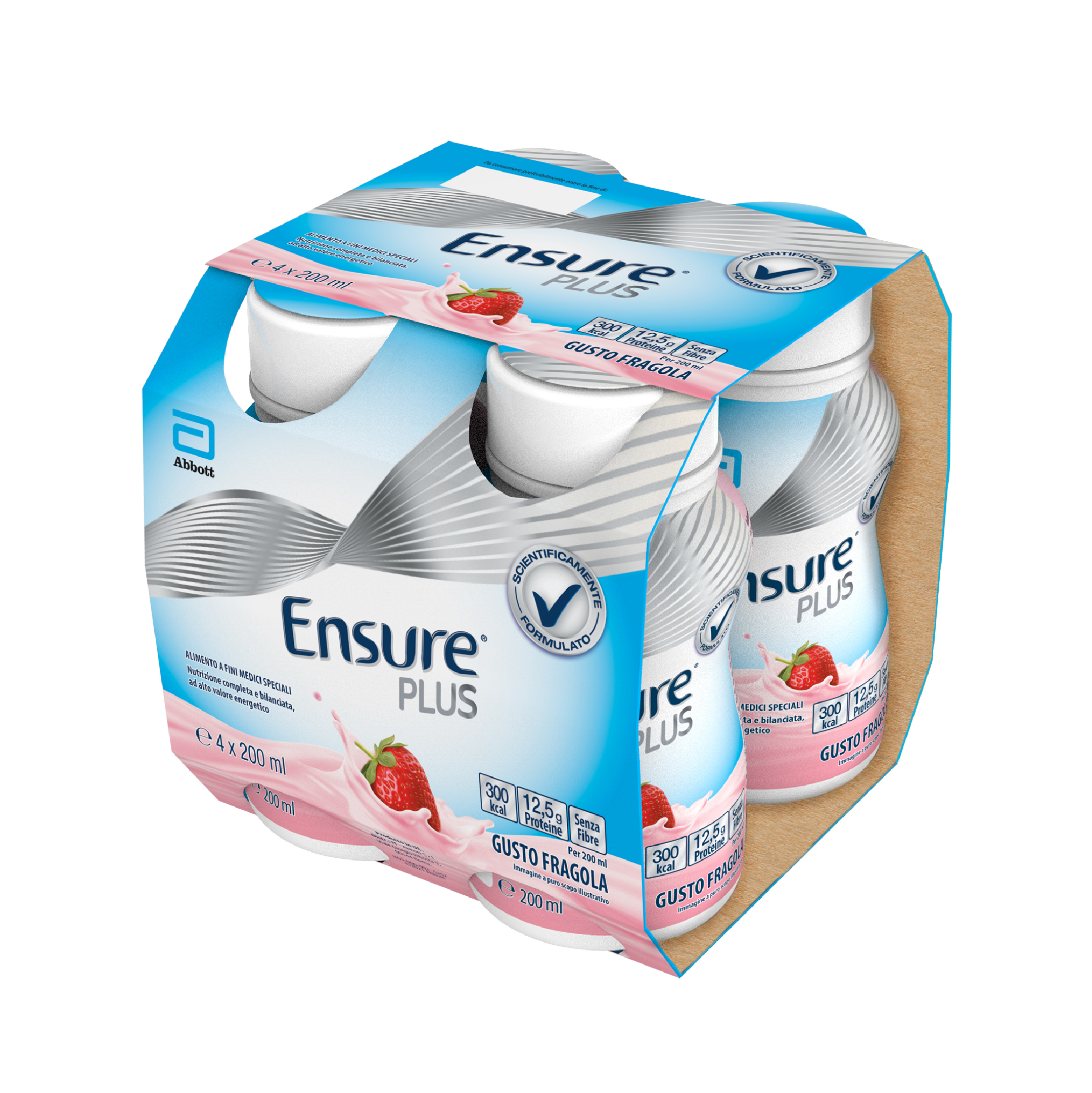 Ensure Plus Alimento a Fini Medici Speciali Ipercalorico Fragola 4x200ml