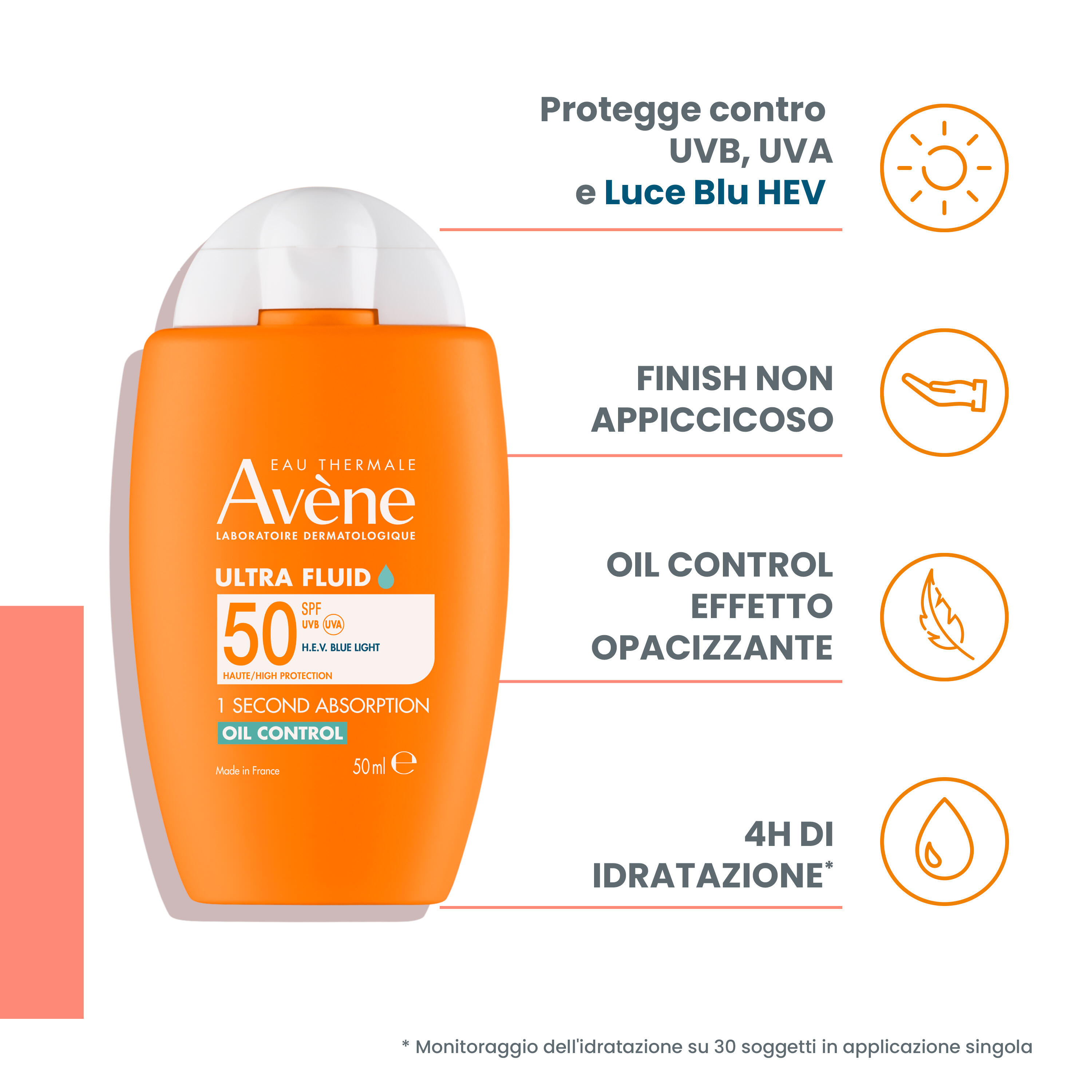 Eau Thermale Avène Ultra fluid oil control SPF 50, alta protezione, 50 ml 