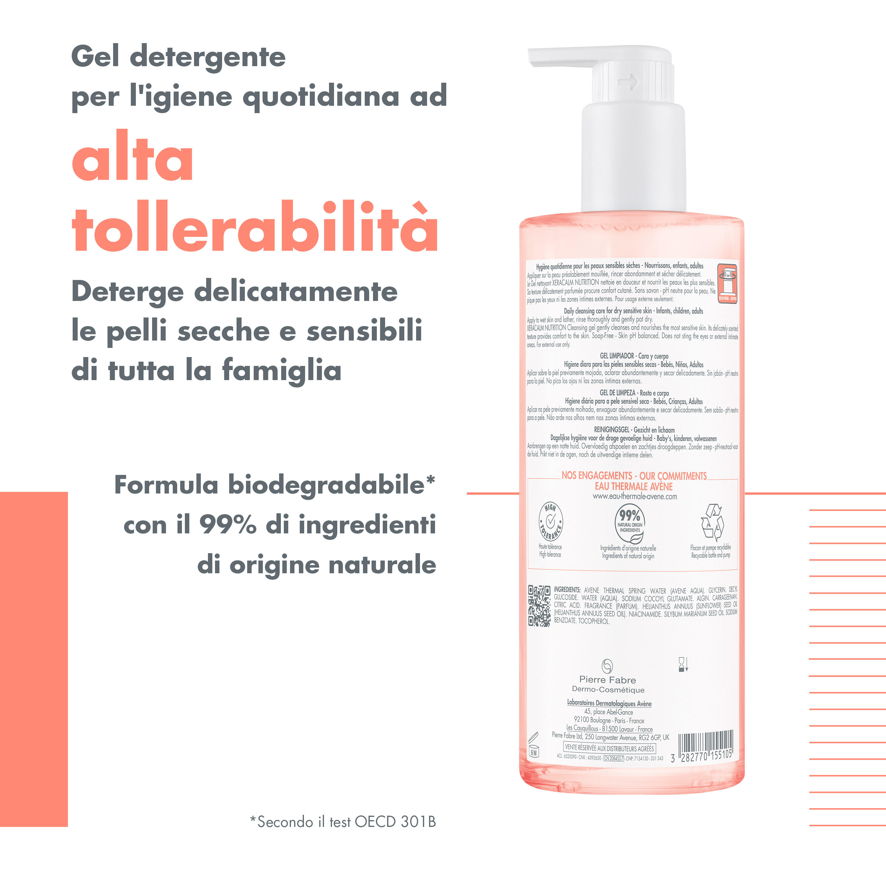 Avène Xeracalm Nutrition - Gel Detergente Nutriente Per Pelle Sensibile E Secca 750 ml