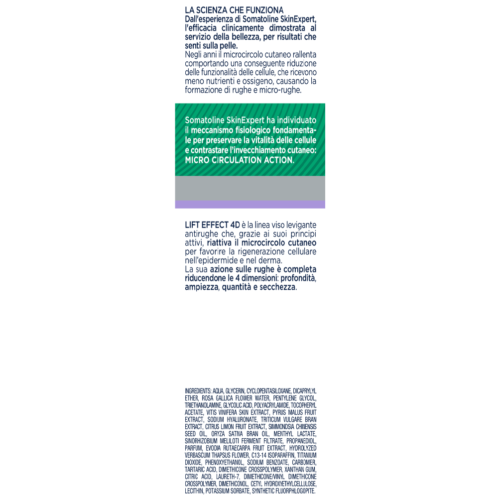 Somatoline SkinExpert, Lift Effect 4D Siero Intensivo Viso Filler Antirughe, Siero Viso   Anti-età,  Acido Ialuronico   30ml
