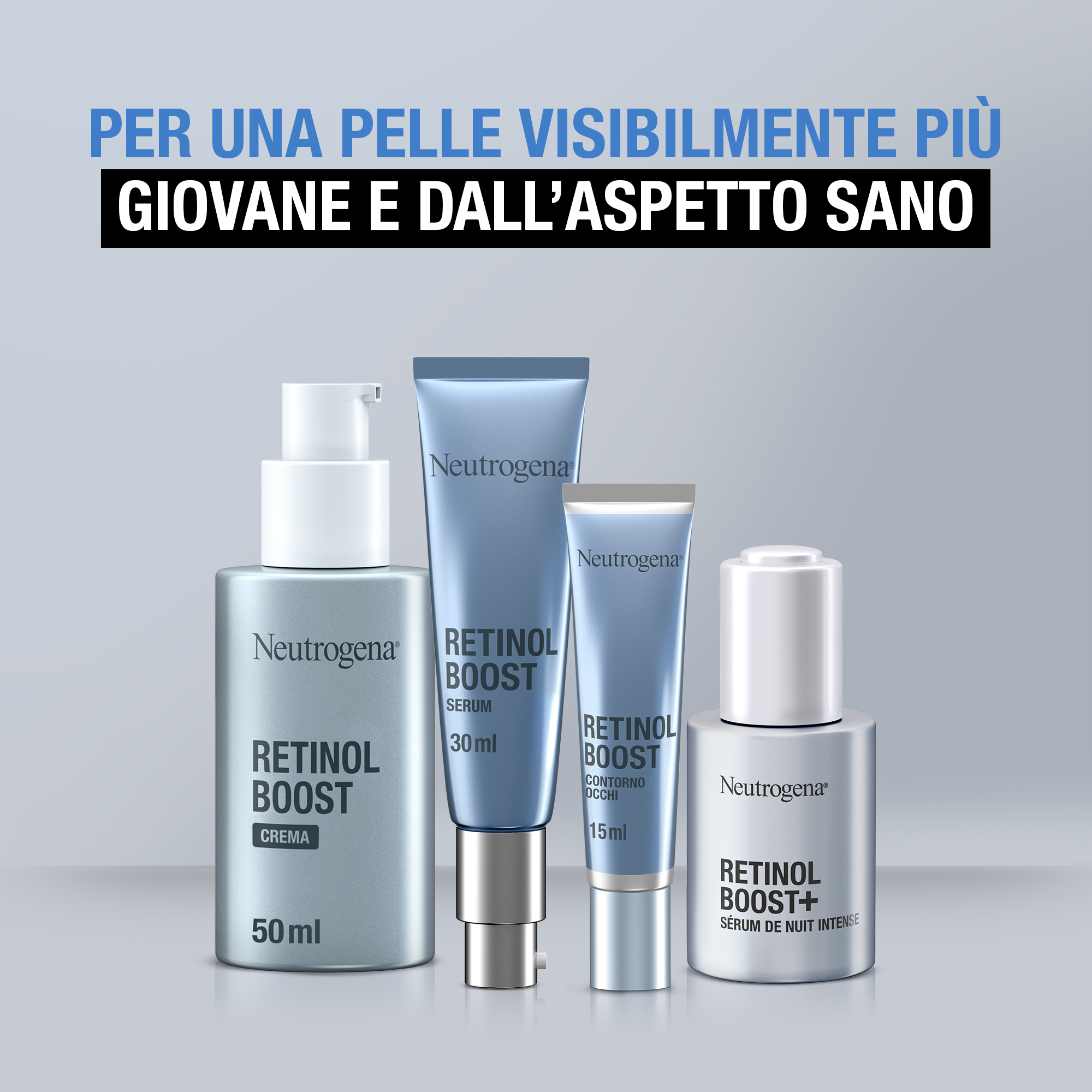 Neutrogena Retinol Boost Crema Viso 50 ml, Crema viso antirughe con Retinolo Puro anti-età
