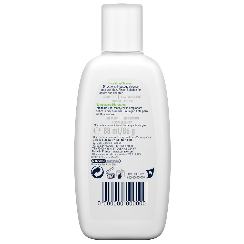 CeraVe Detergente Idratante Viso Pelle da Normale a Secca, con acido ialuronico e ceramidi 88 ml