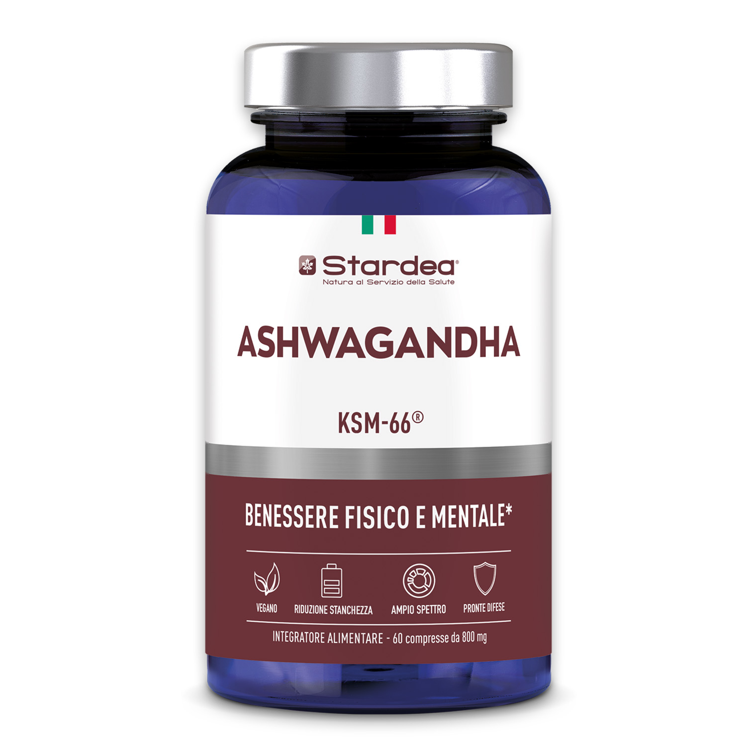 STARDEA ASHWAGANDHA - Compresse INTEGRATORE ALIMENTARE a base di Ashwagandha KSM-66® per il Benessere Fisico e Mentale