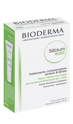 Bioderma Sébium Isokit Trattamento Compensatore Pelle e Labbra Kit Crema Viso 40 ml + Balsamo Labbra 15 ml