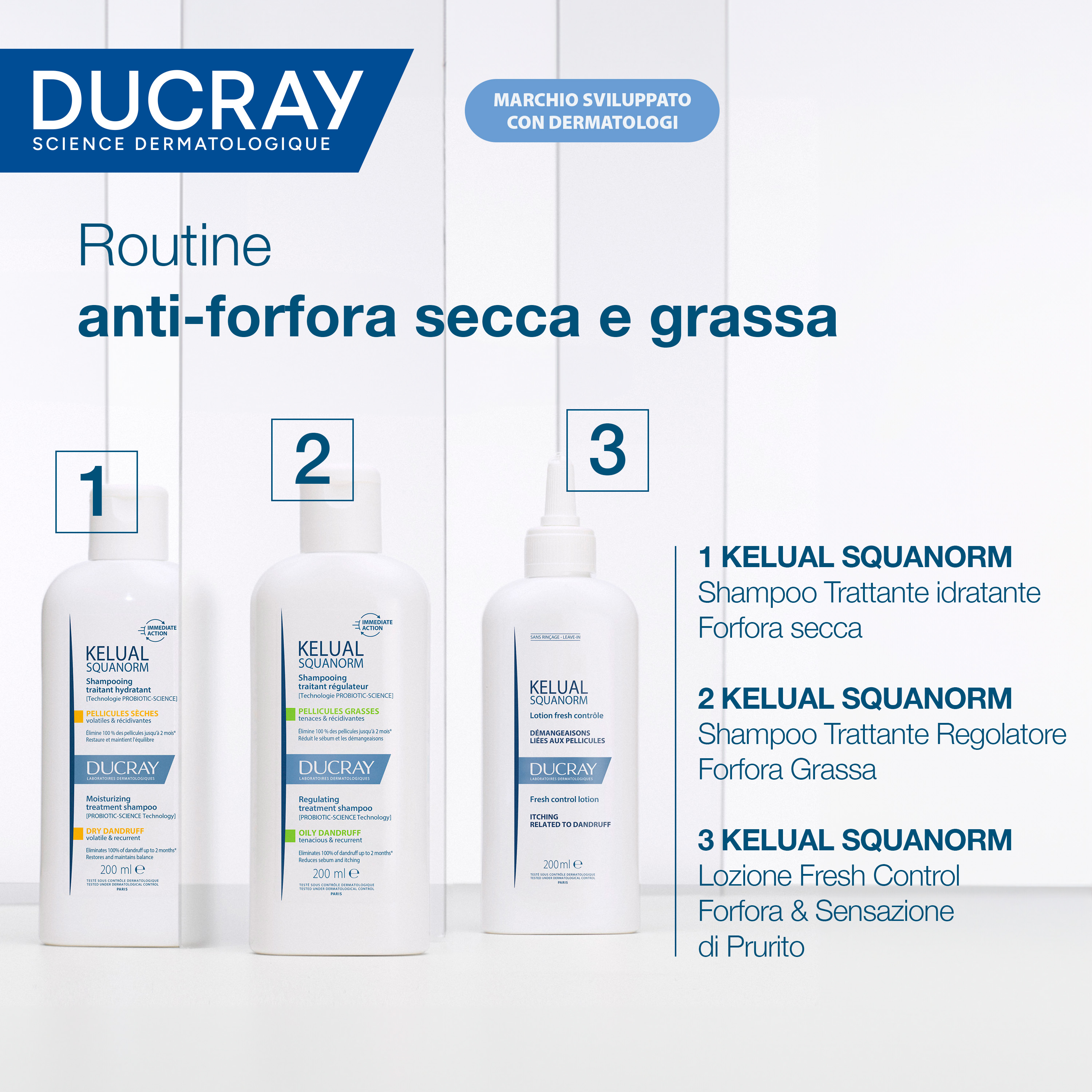 Ducray Kelual Squanorm Fresh Control Lozione, Elimina la Forfora e Lenisce la Sensazione di Prurito, 200ml 