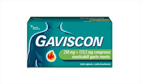 GAVISCON 48 CPR MENTA - 250MG + 133,5MG contro sintomi del reflusso gastroesofageo,  bruciore e acidità di stomaco