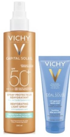 Vichy Capital Soleil Beach Protect Spray Anti-disidratazione SPF 30 - Protezione solare corpo - 200 ml + LATTE DOPOSOLE 100ML OMAGGIO