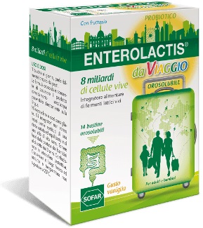 Enterolactis da Viaggio - Integratore a base di fermenti lattici vivi - 14 bustine orosolubili