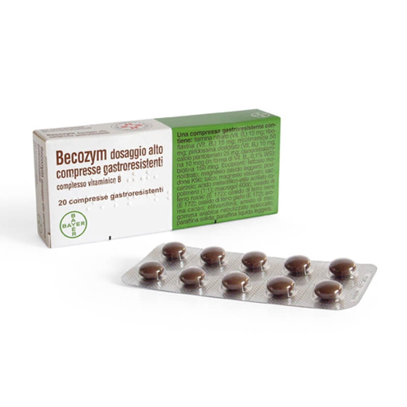 Becozym, Vitamine gruppo B, Vitamina B1, B2, B3, B6, B5, B12 e B7, 20 Compresse Gastroresistenti
