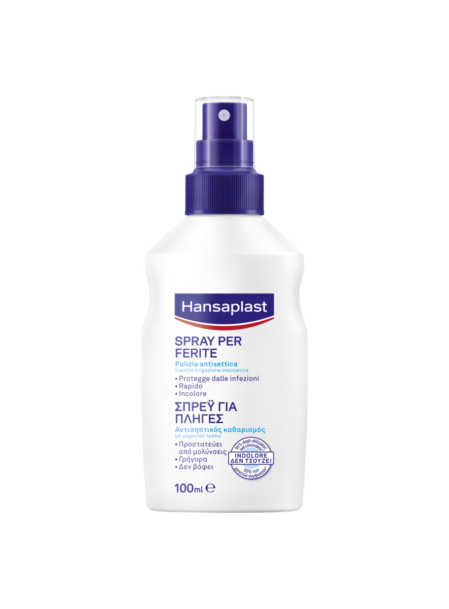 Hansaplast Spray Ferite 10 x 100 ml, Spray delicato per una pulizia antisettica della ferita