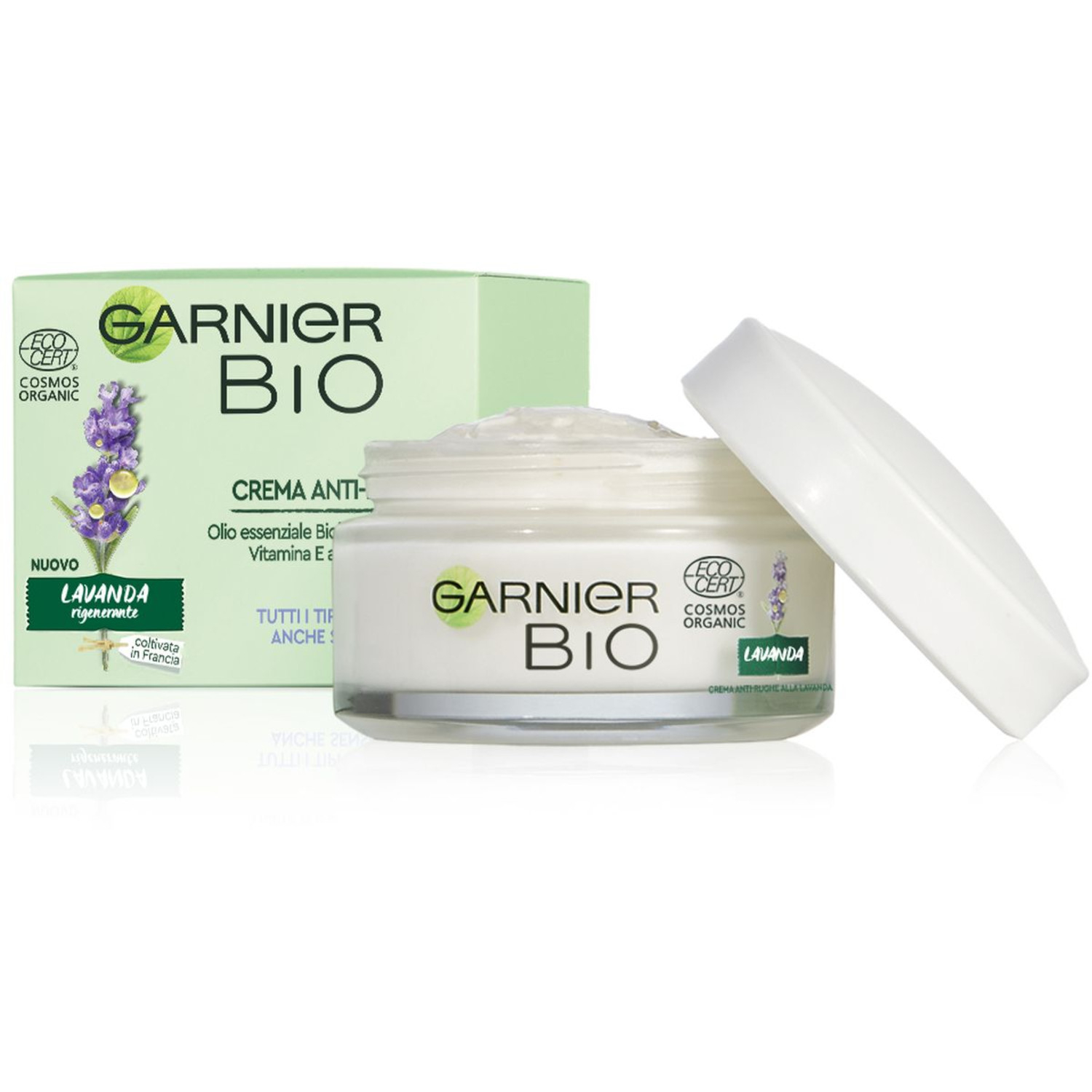 Garnier Bio Crema Viso Rigenerante, Anti-rughe e Anti-età, Formula alla Lavanda, 50 ml