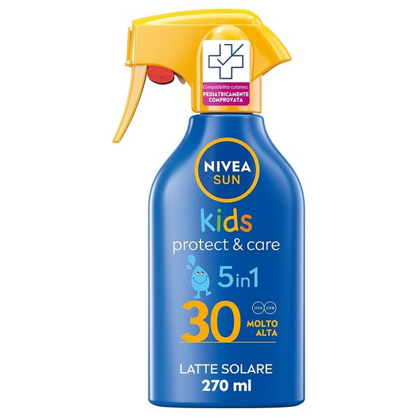 Nivea Sun Spray Solare Kids Protect & Care FP30 270 ml, Crema solare per bambini waterproof