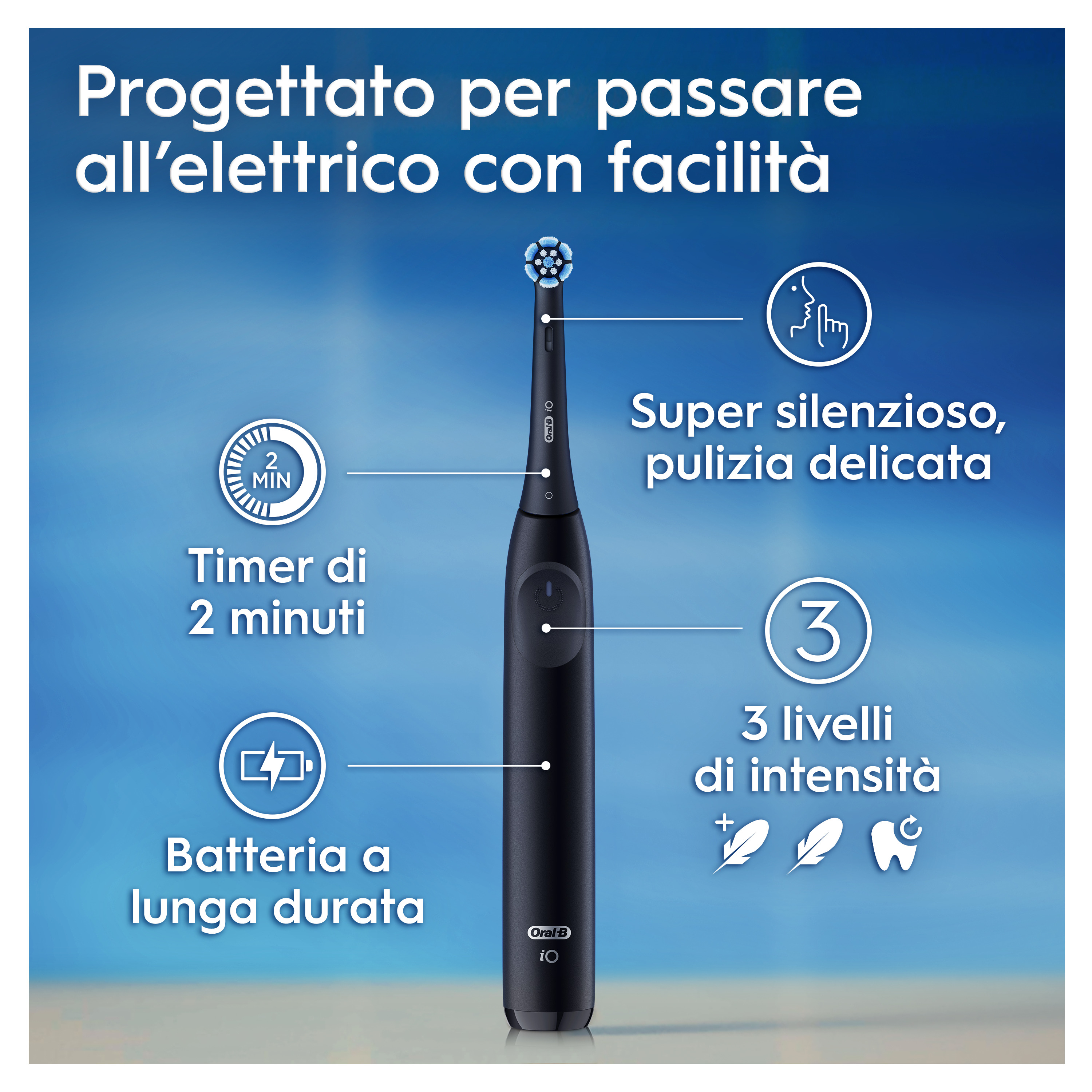 Oralb Power Spazzolino Elettrico Io2 Series Night Black + Travel Case