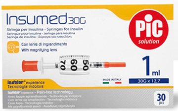 Pic Siringa Per Insulina 1ml 30g 12,7mm 30 Pezzi