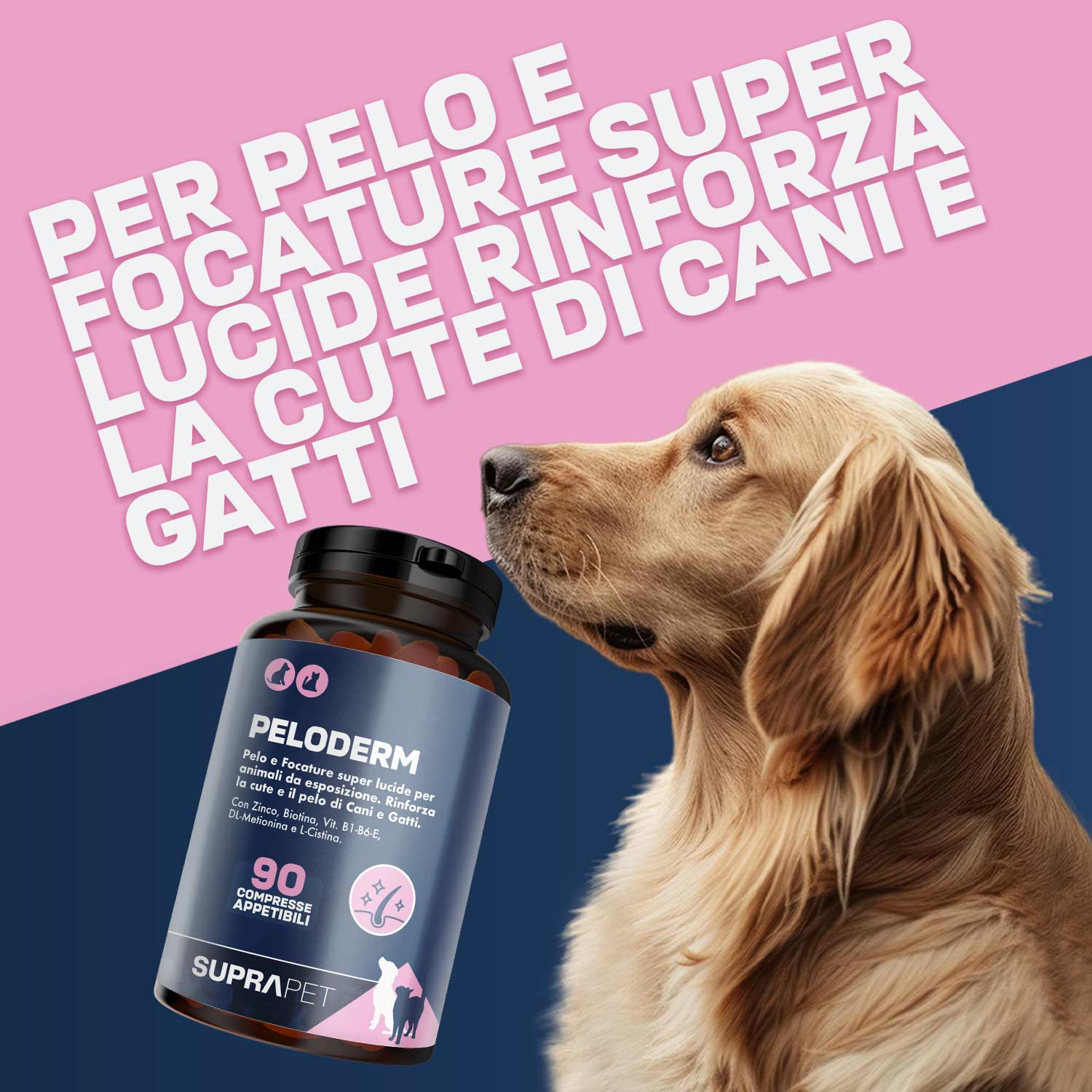 Suprapet PeloDerm Rinforza la Cute e il Pelo di Cane e Gatto 90 compresse