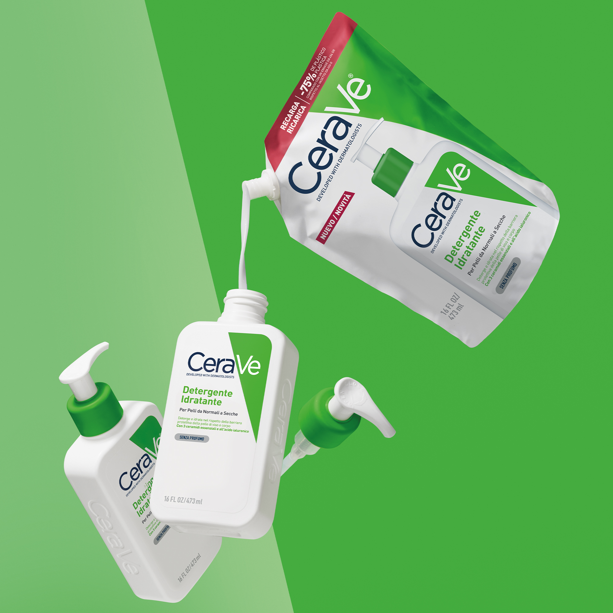 CeraVe Detergente Idratante Viso Pelle da Normale a Secca Refill 473 ml