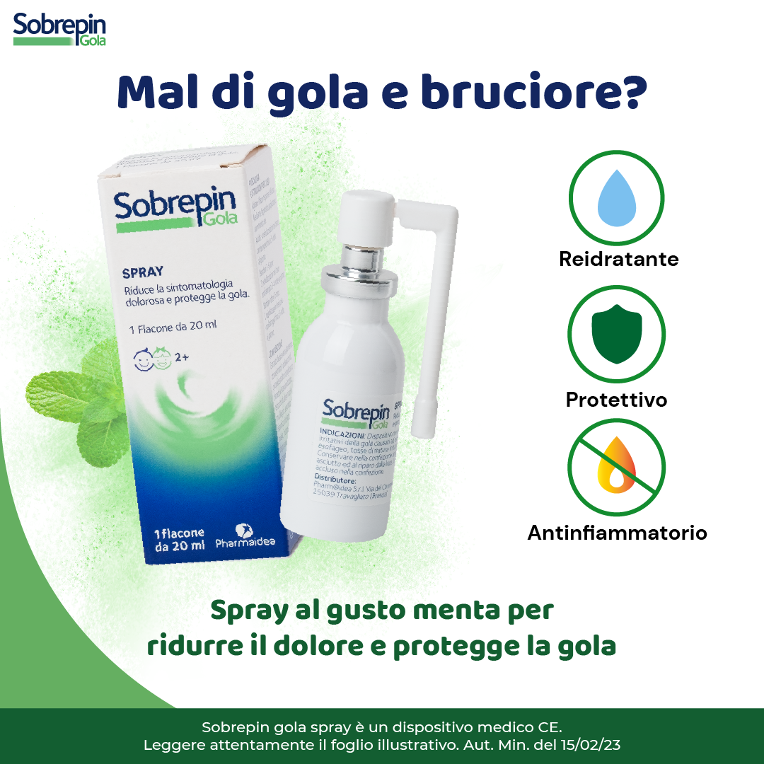 SOBREPIN GOLA E TOSSE NATURA SPRAY CON ESTRATTI NATURALI FLACONE DA 20 ML