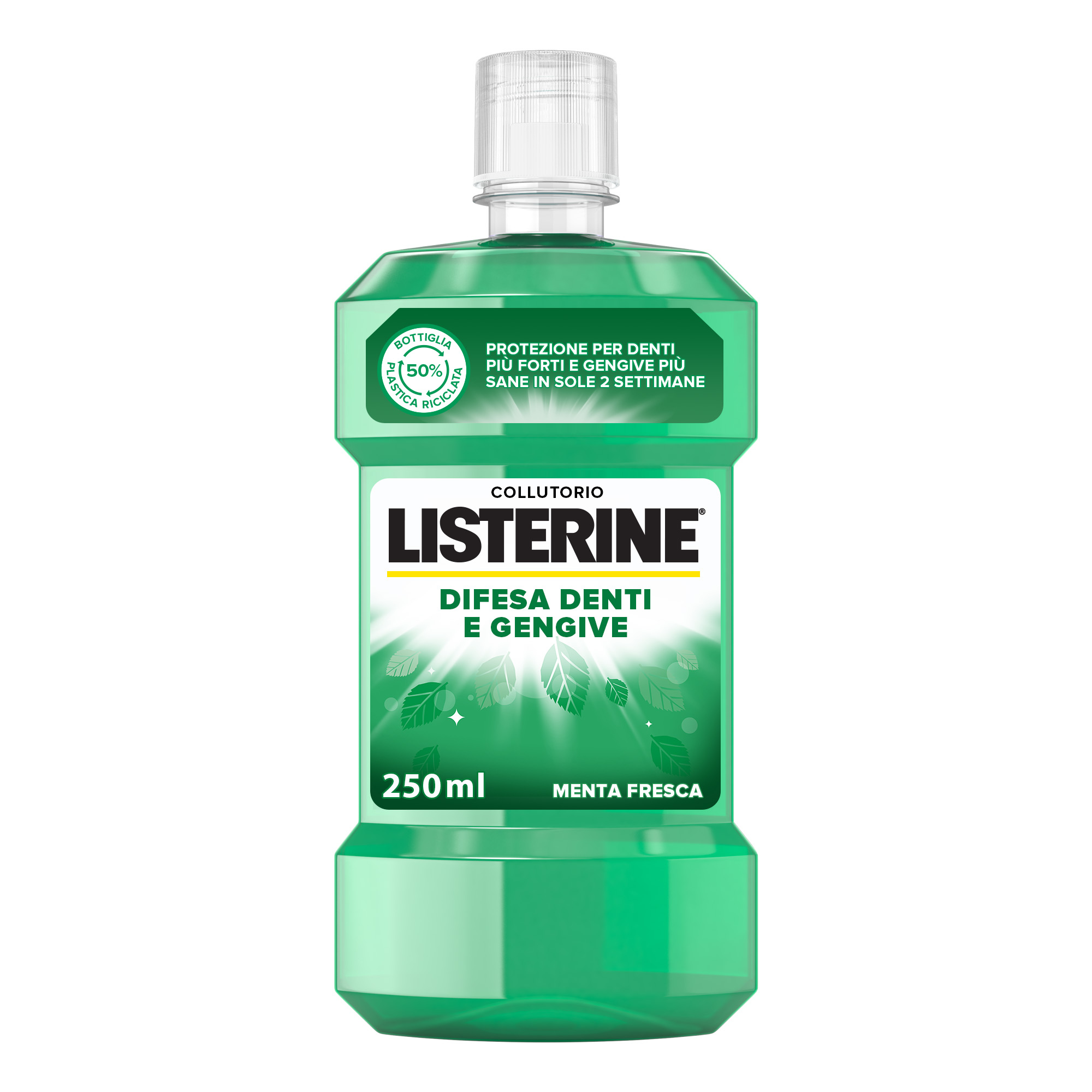 LISTERINE Collutorio Difesa Denti e Gengive 200 ml, Collutorio con fluoruro al gusto di Menta Fresca