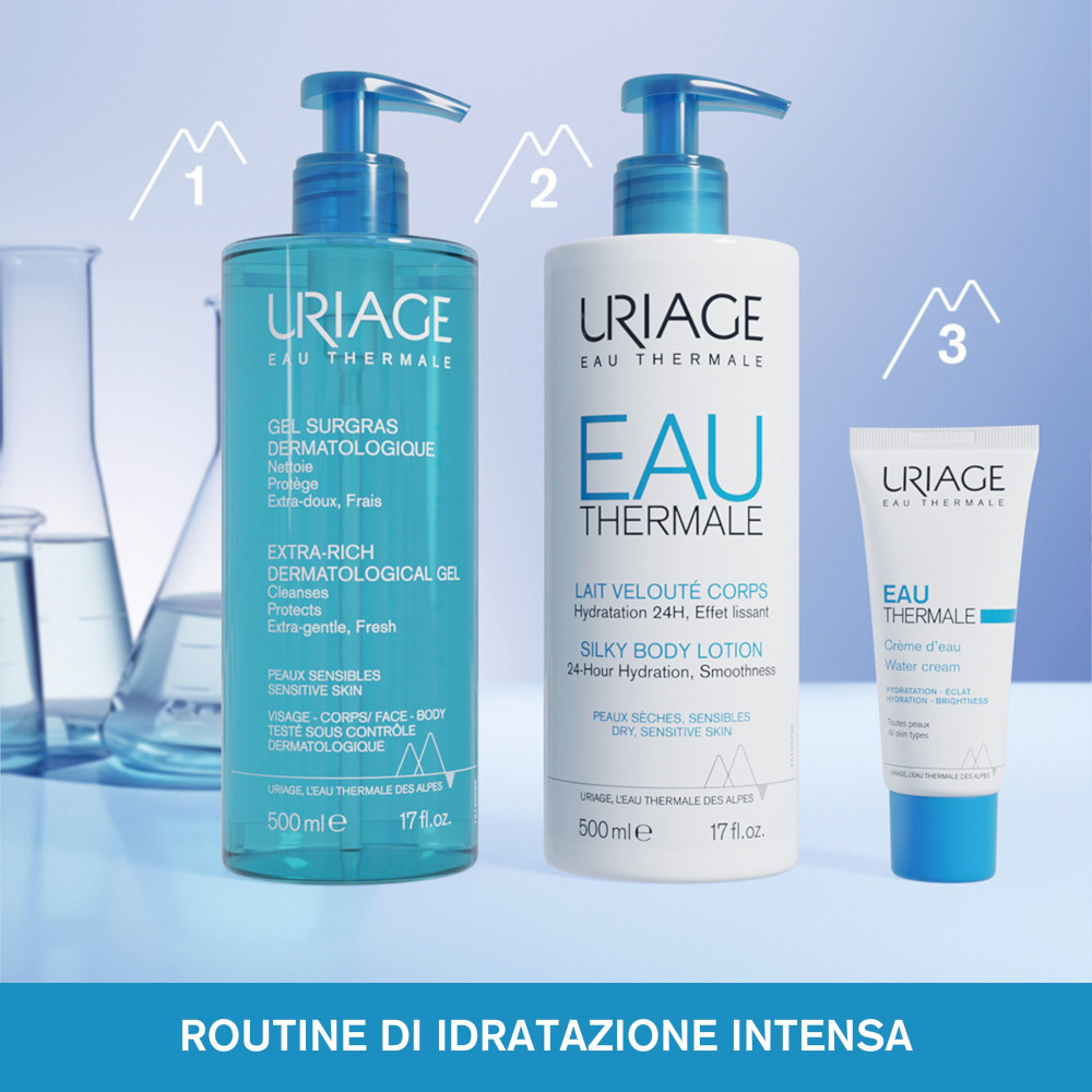 Uriage Gel detergente dermatologico extra-ricco per viso e corpo ideale per pelle sensibile  1lt