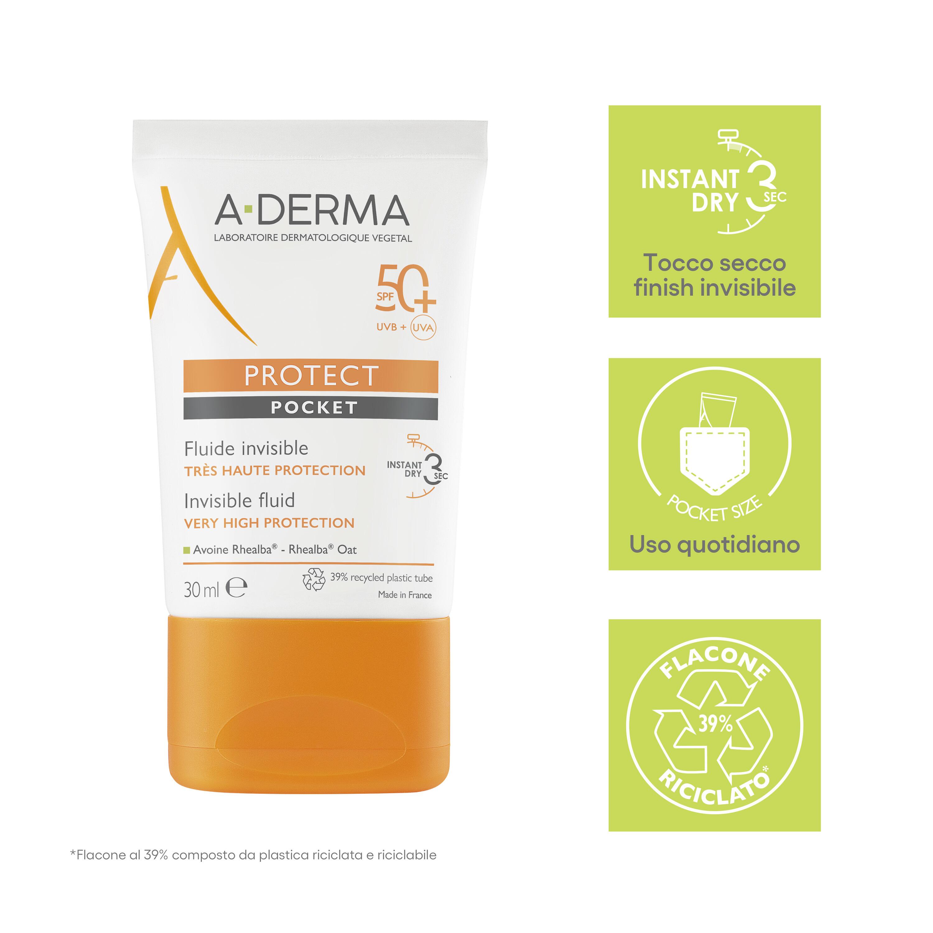 A-DERMA Protect Pocket Fluido Solare Invisibile SPF 50+ 30mL 
