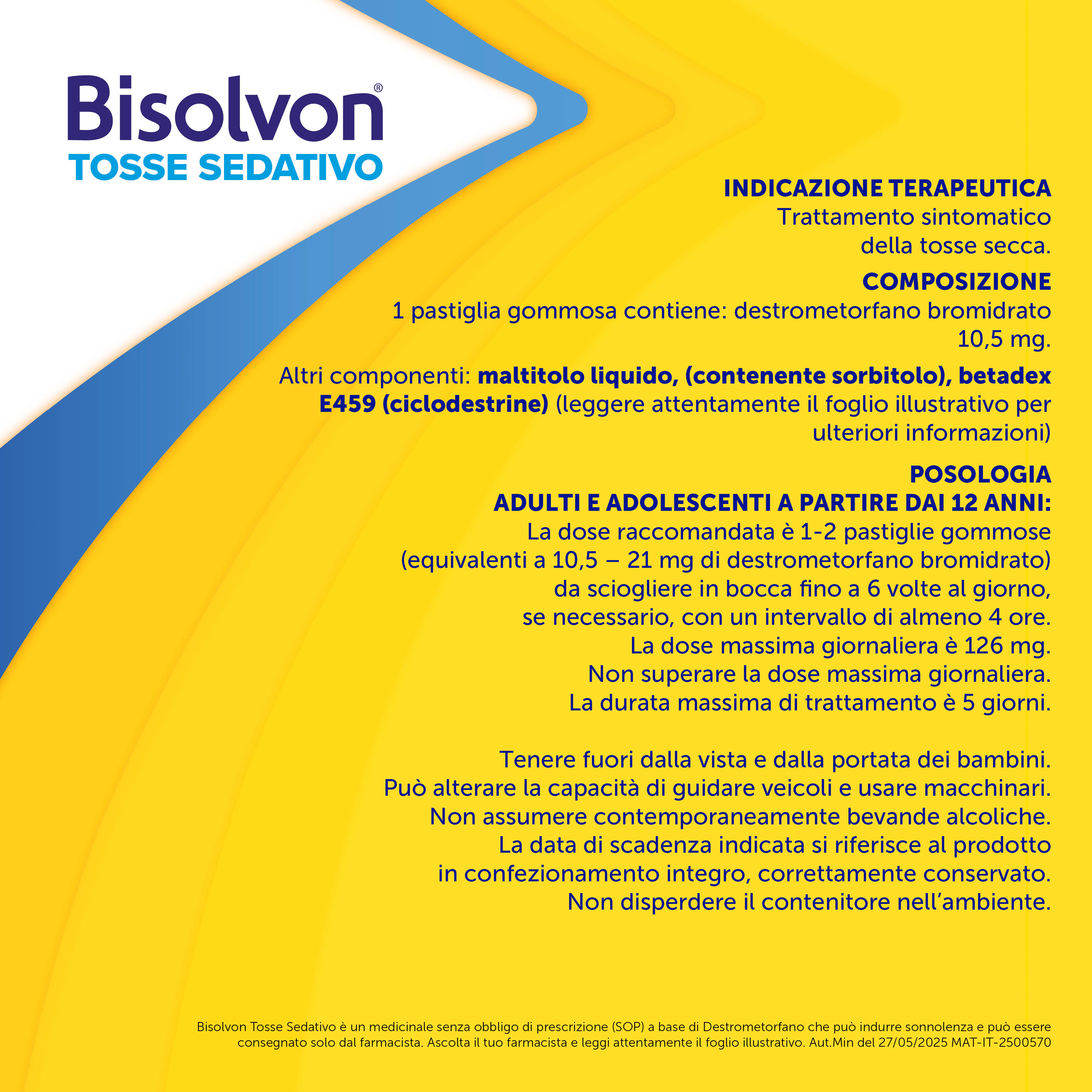 Bisolvon Tosse Sedativo Pastiglie Gommose 10,5mg 20 Pastiglie