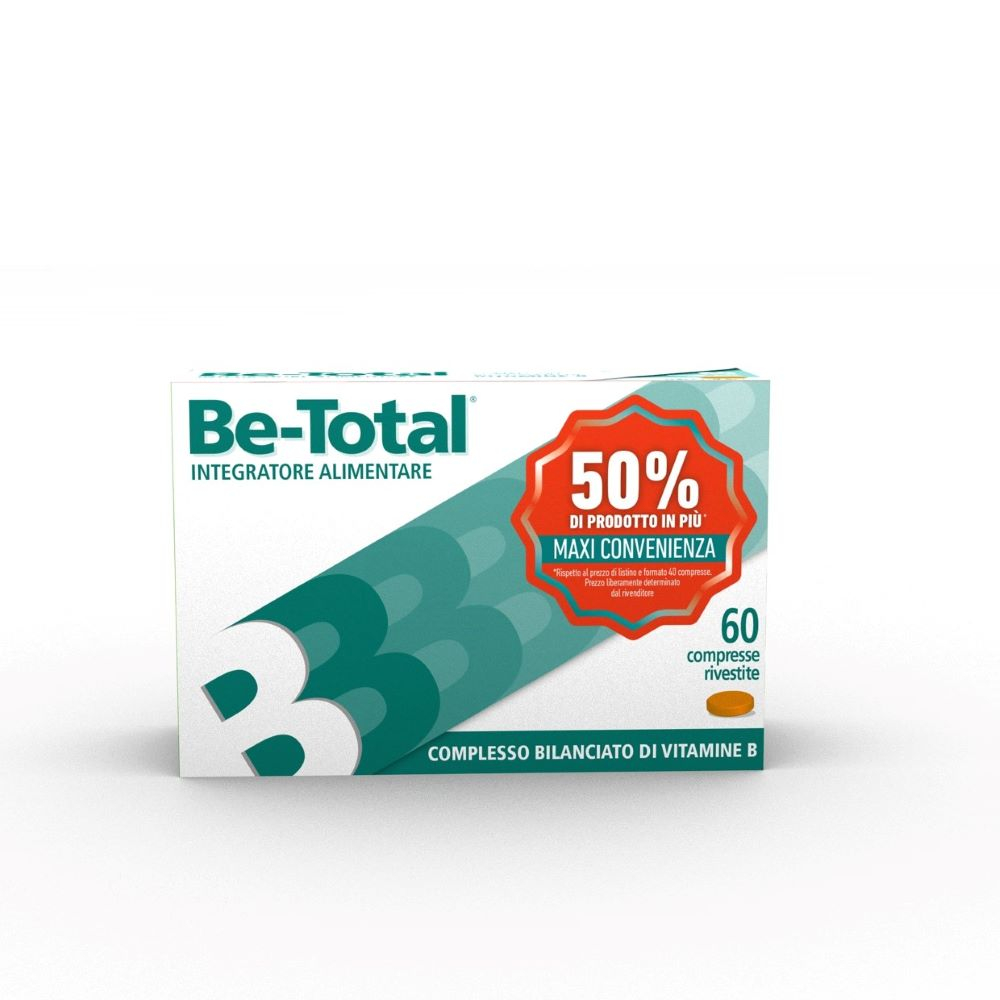 Be-Total Integratore Alimentare Vitamina B Vitamina B12 Acido Folico Energia per Adulti 60 Cpr