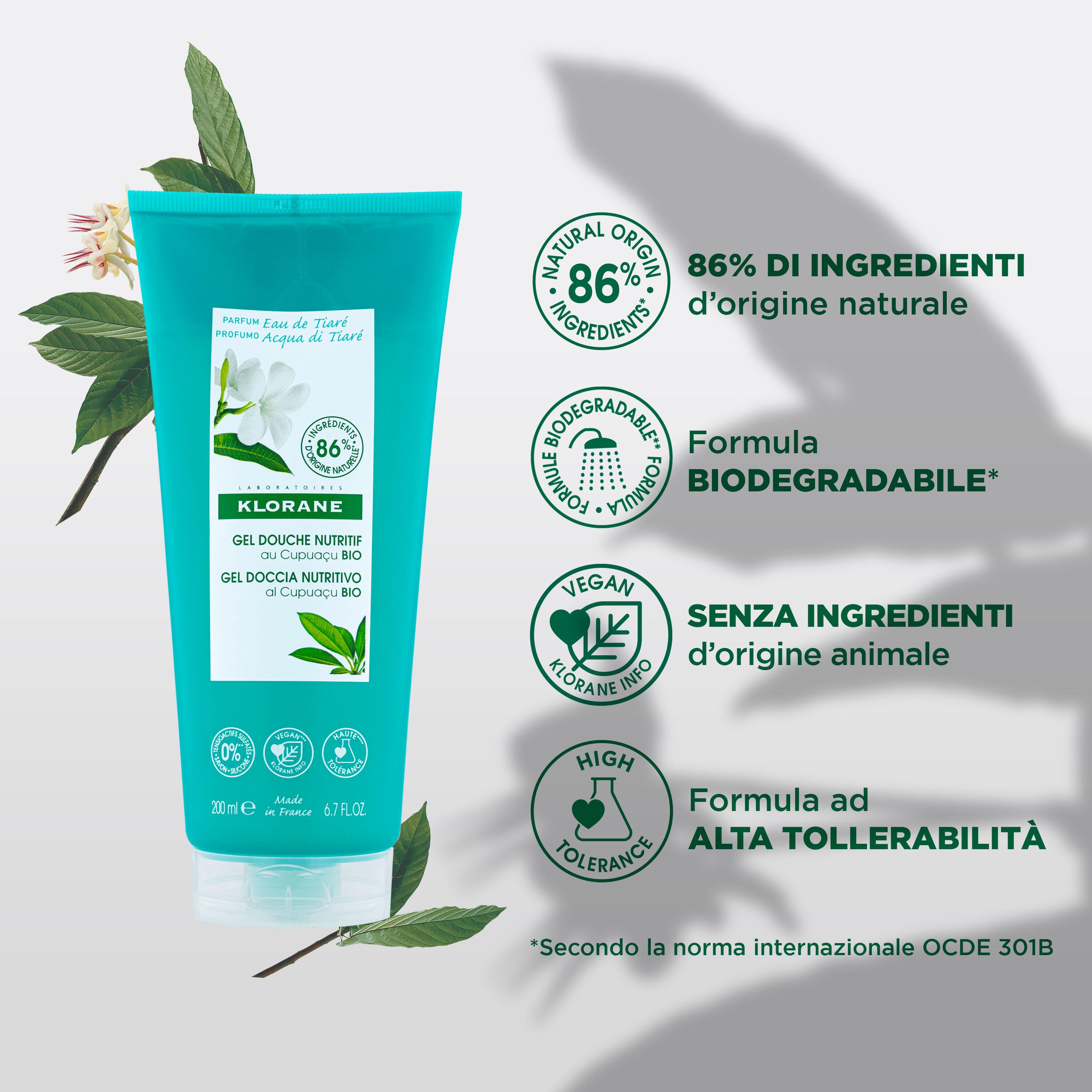 Klorane - Gel Doccia Nutritivo Al Profumo Eau de Tiaré Per Tutti I Tipi Di Pelle 200 ml