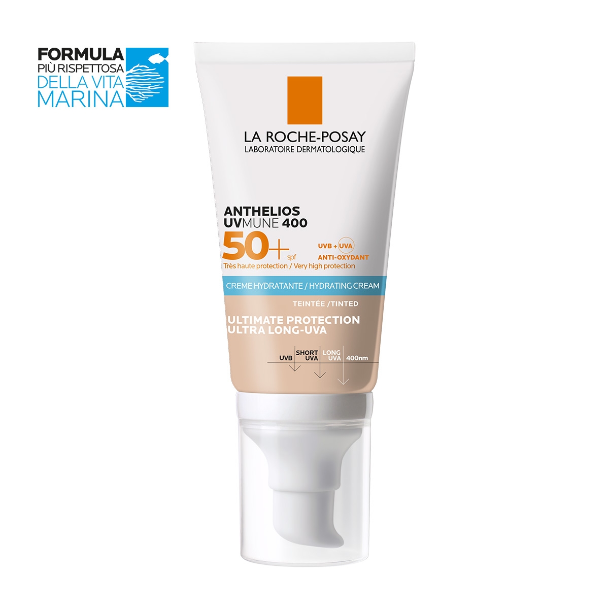 La Roche-Posay Anthelios UVMUNE 400 Crema Idratante Colorata SPF 50+ 50ml. Protezione solare idratante.