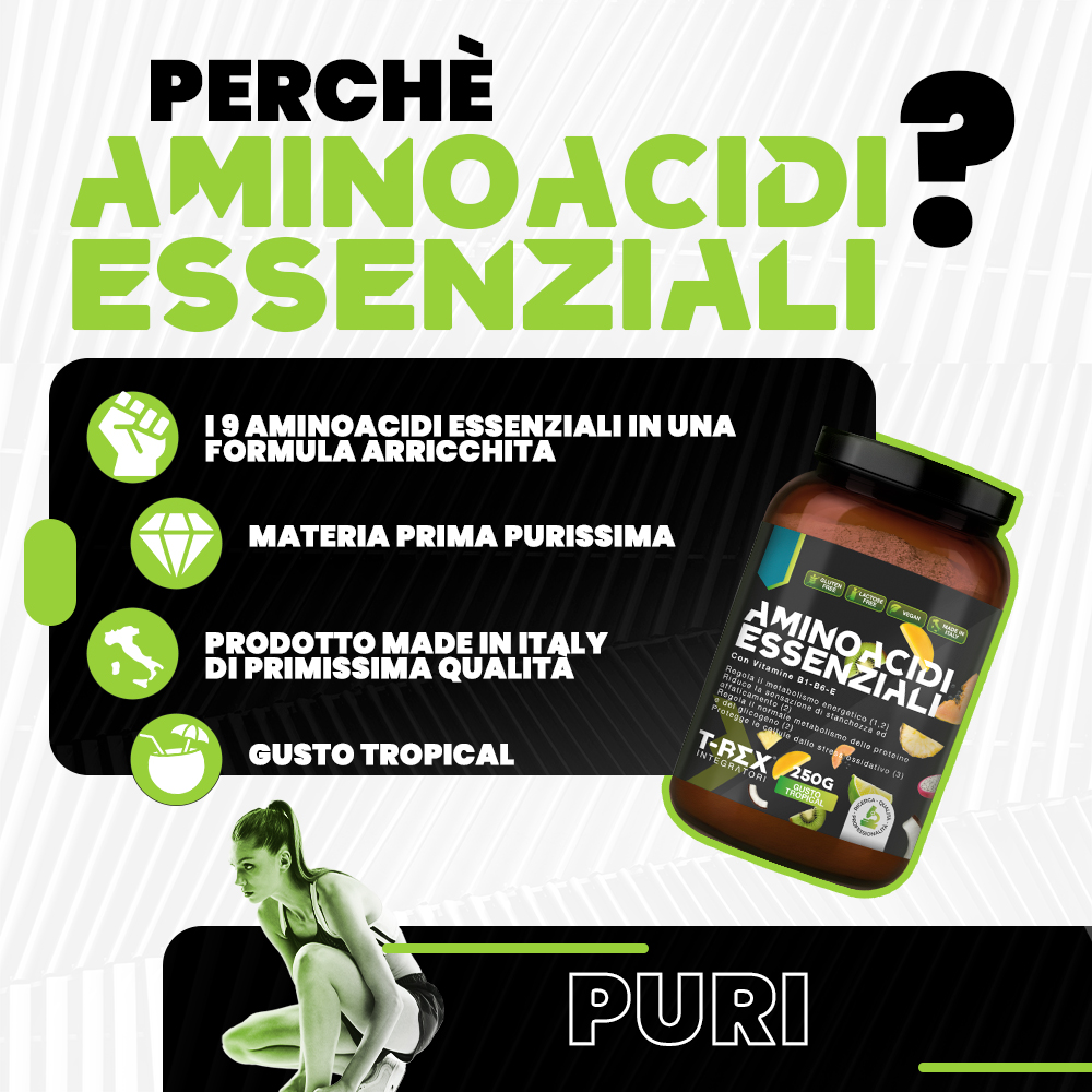 T-Rex Integratori Aminoacidi Essenziali Gusto Tropical 250 g - Integratore Per Gli Sportivi