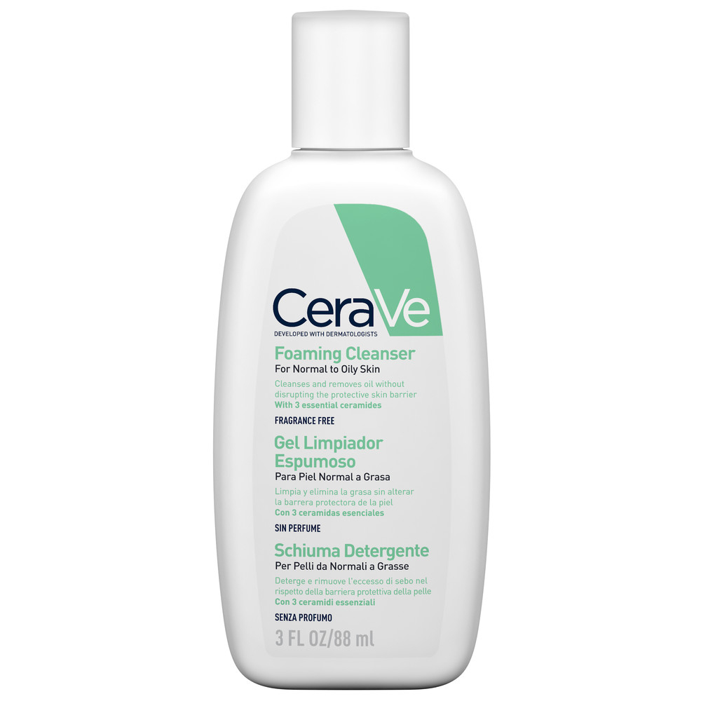CeraVe Schiuma Detergente Seboregolatrice Viso e Corpo, Per Pelli da Normali a Grasse, 88 ml