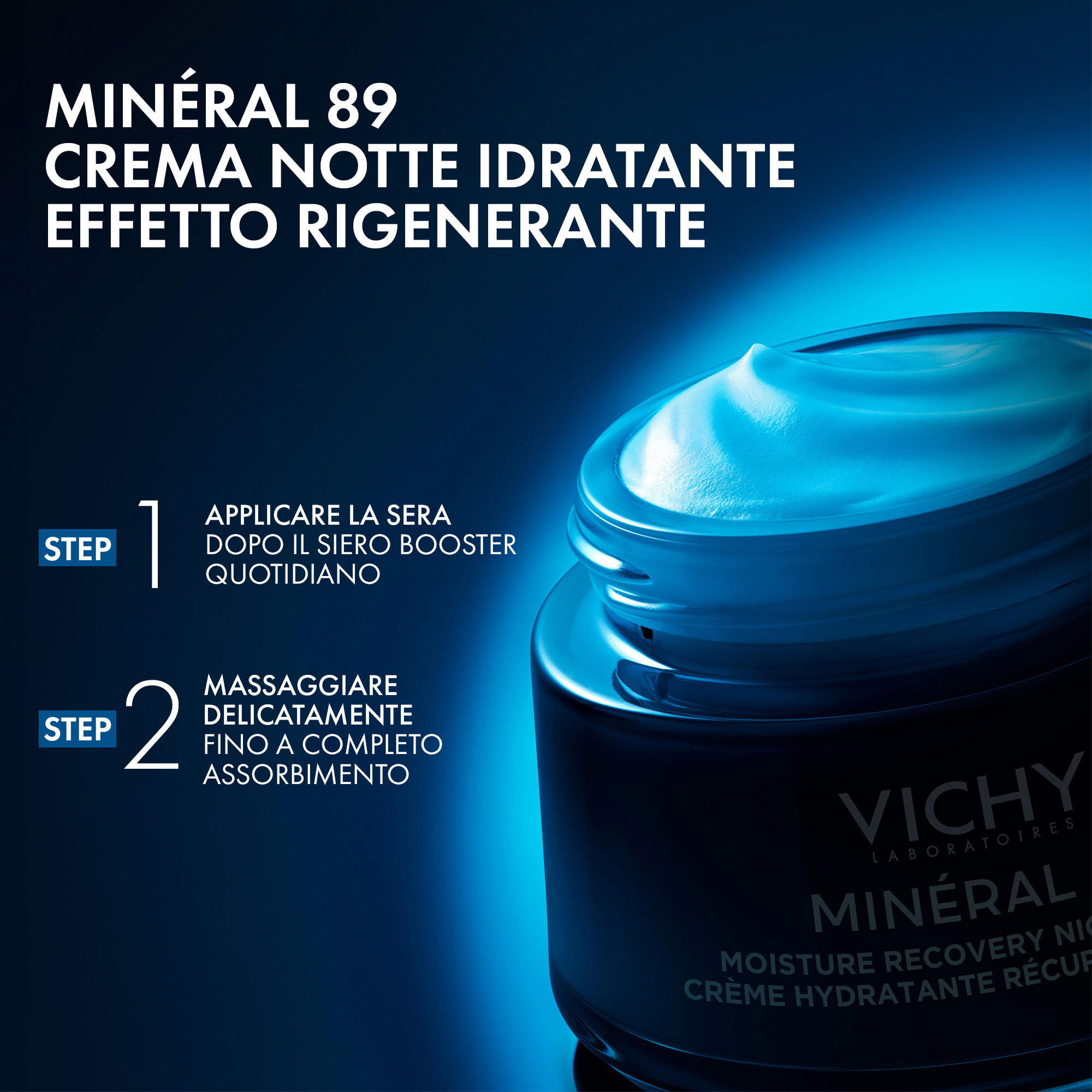 Vichy Minéral 89 Crema Notte Idratante Effetto Rigenerante con Melatonina Pura 50ml