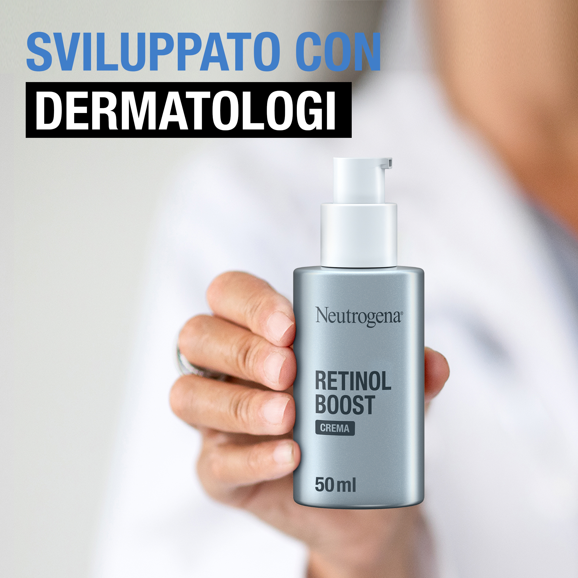 Neutrogena Retinol Boost Crema Viso 50 ml, Crema viso antirughe con Retinolo Puro anti-età