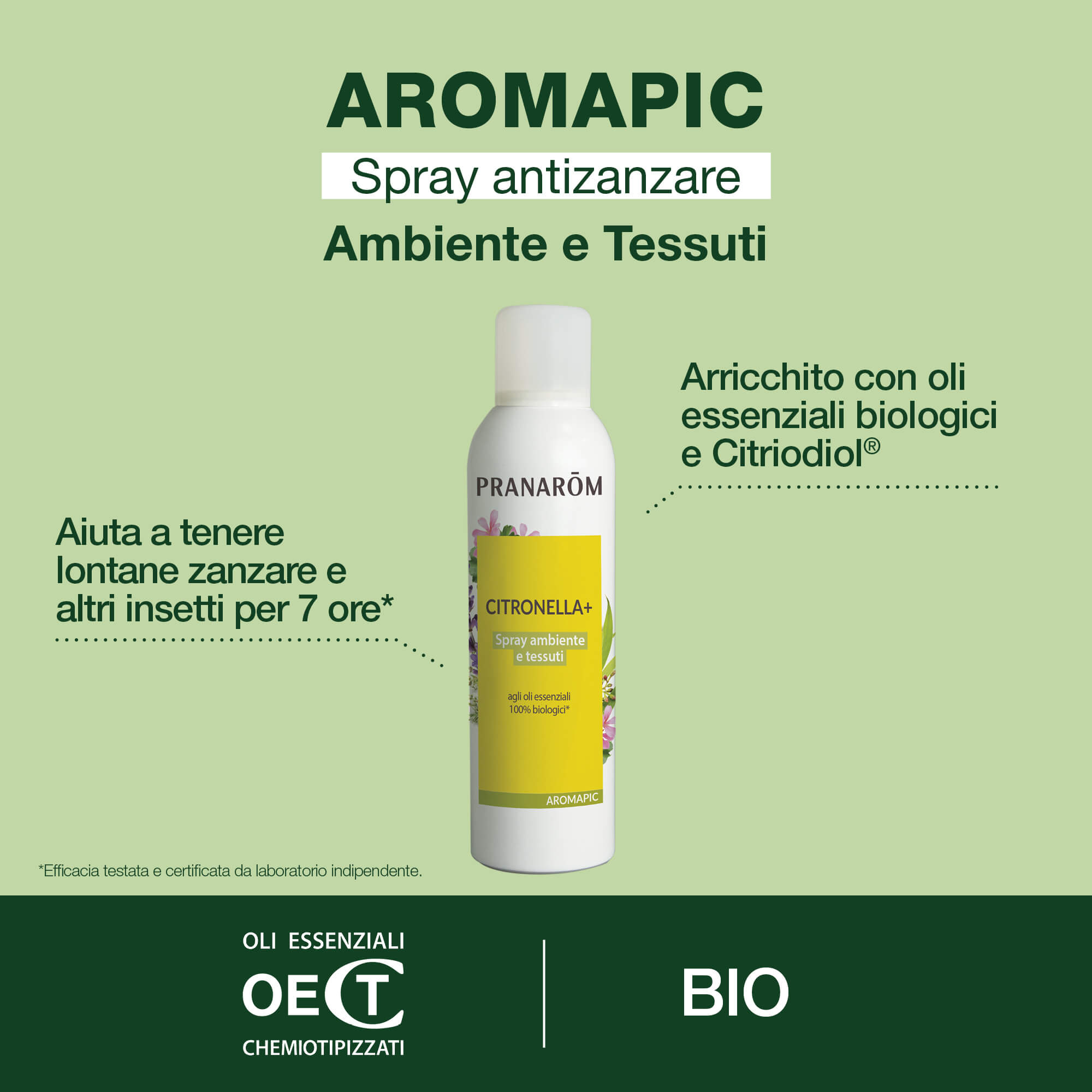 Pranarom Aromapic - Spray Ambienti E Tessuti Antizanzare Bio 100 ml