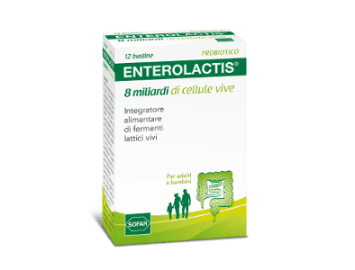 Enterolactis - Integratore di fermenti lattici, probiotici per l'equilibrio della flora batterica - 12 bustine