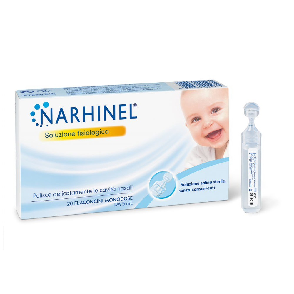 Narhinel Soluzione Fisiologica Salina Isotonica per Naso Chiuso 20 Flaconcini Monodose da 5ml 