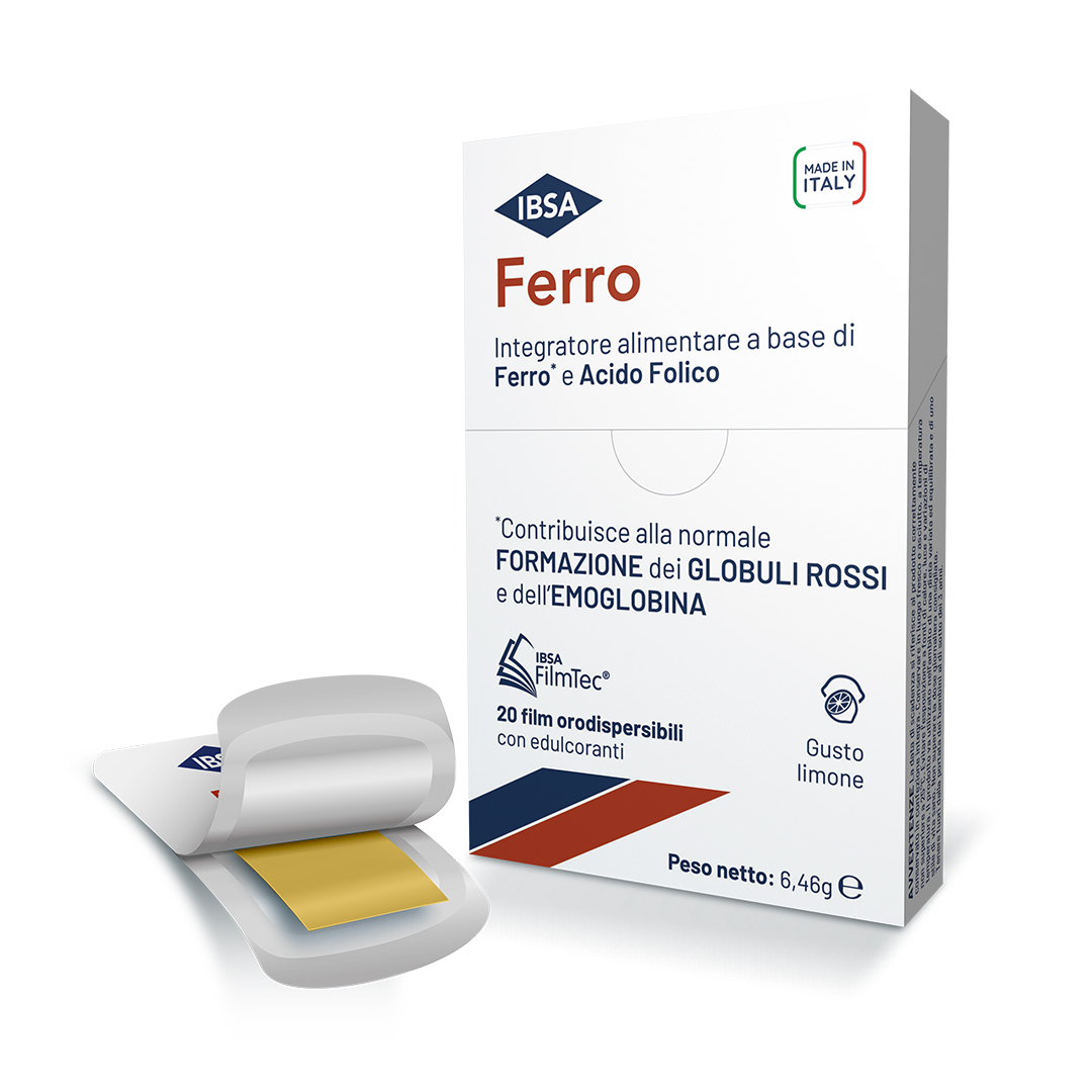 FERRO IBSA - integratore alimentare a base di Ferro e Acido Folico - 20 Film Orodisp. 