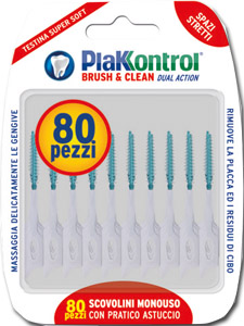 PlakKontrol Brush & Clean Scovolino Interdentale Monouso Flessibile 80 Pezzi